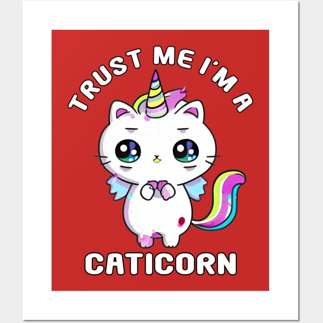 Kawaii Caticorn Unicorn Cat Kittycorn Wall Art by Splash Graphics